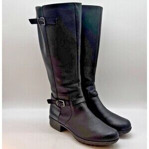 Clarks Riddle Array Tall Riding Boots Women 9M Black Leather Equestrian 26105039